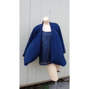 Alex Evenings Woman Wedding MOB Draping Jacket Embellished Tank Twinset 2x Blues